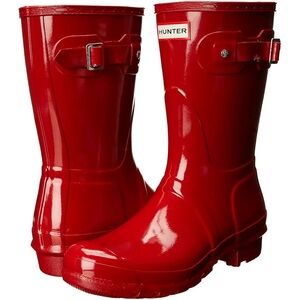 Hunter Original Short Glossy Boots in Military Red